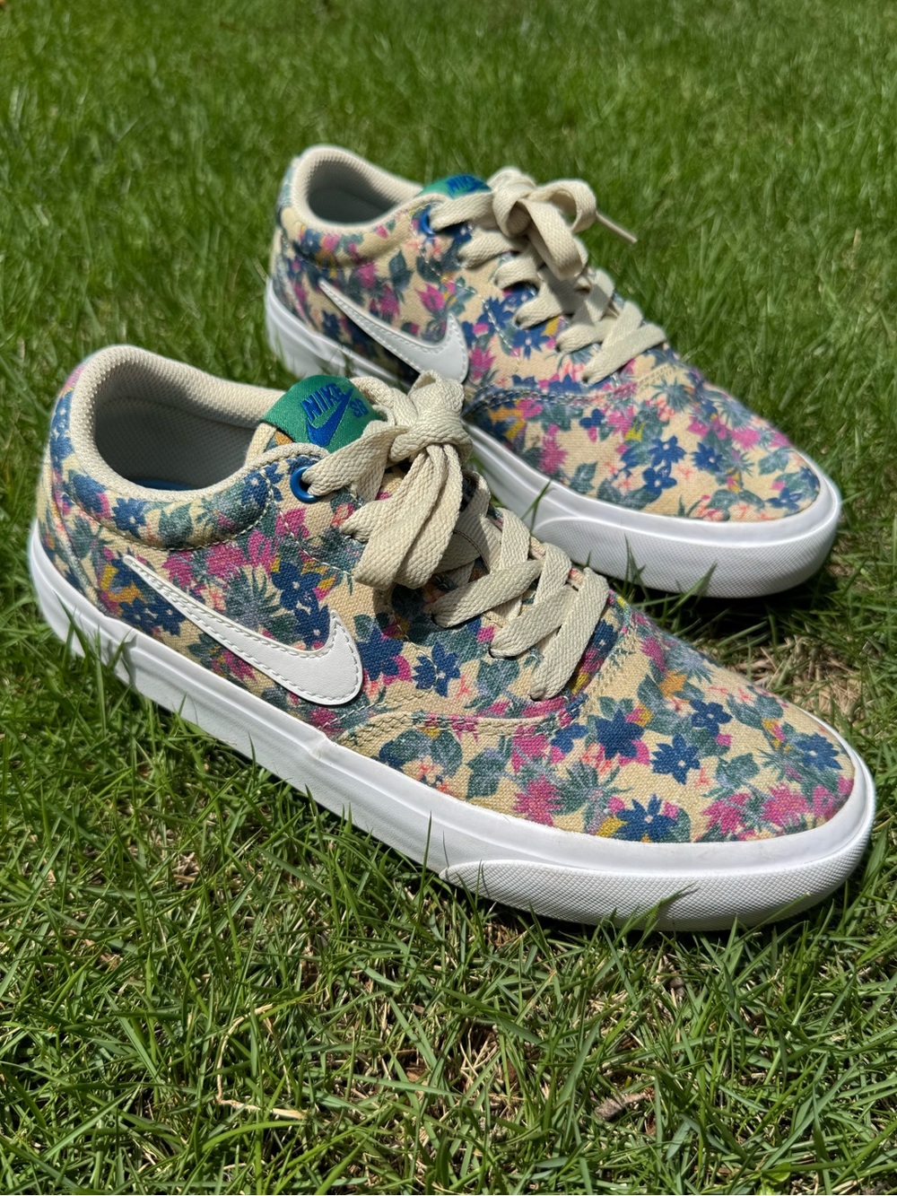 Nike Floral Canvas Low-Top Sneakers with White Swoosh
